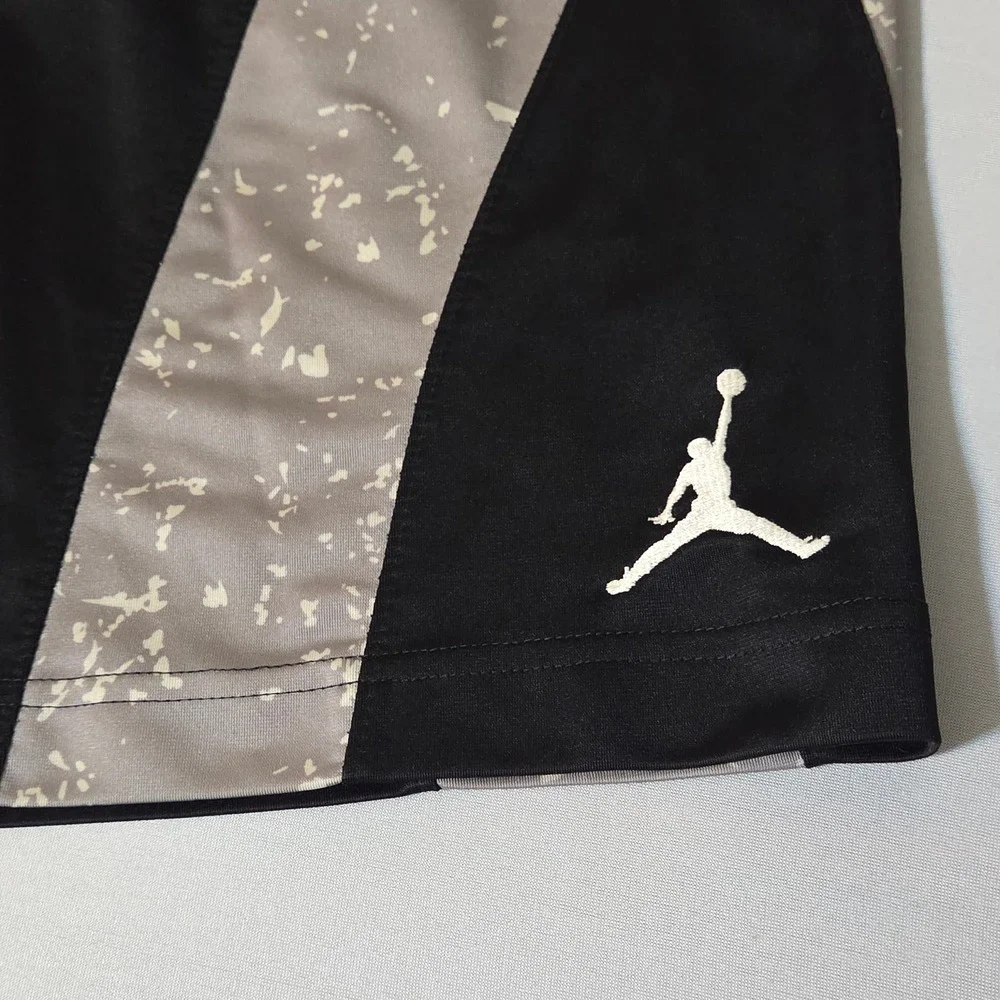 Jordan Basketball Shorts Mens Large Black Red Grey Cement Print Jumpman Mesh L